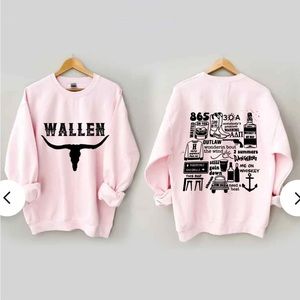 Morgan Wallen sweatshirt, light pink, size XL.